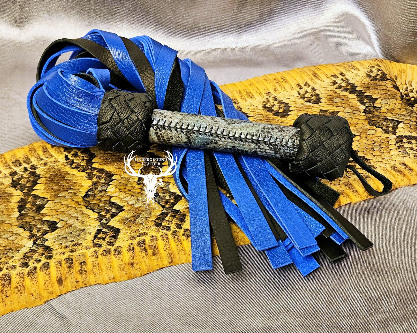 Blue on black Whipsnake flogger