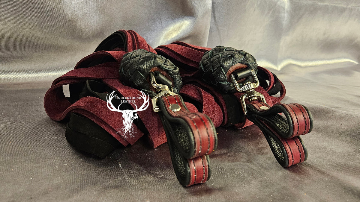 Maroon and Black Garment&Chap Suede Finger floggers (Set)