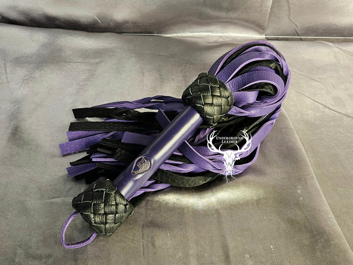 Purple and black Bullhide flogger
