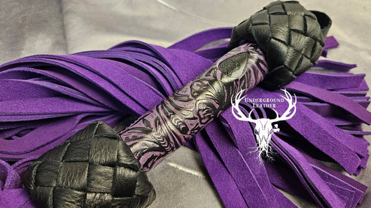 Purple filagree suede flogger