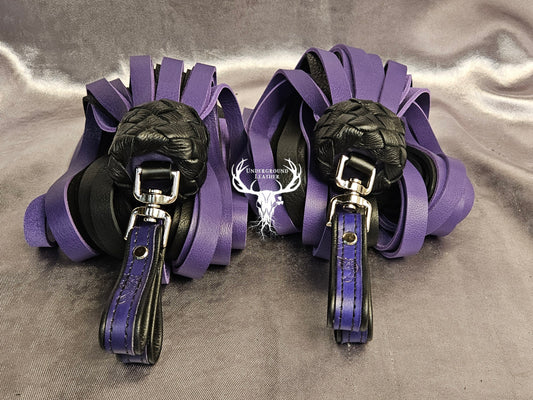 Purple and Black Bull hide Finger floggers (Set)