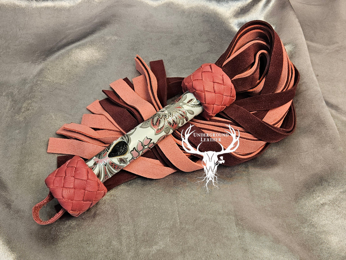 Pink Ornamental floral Suede Flogger