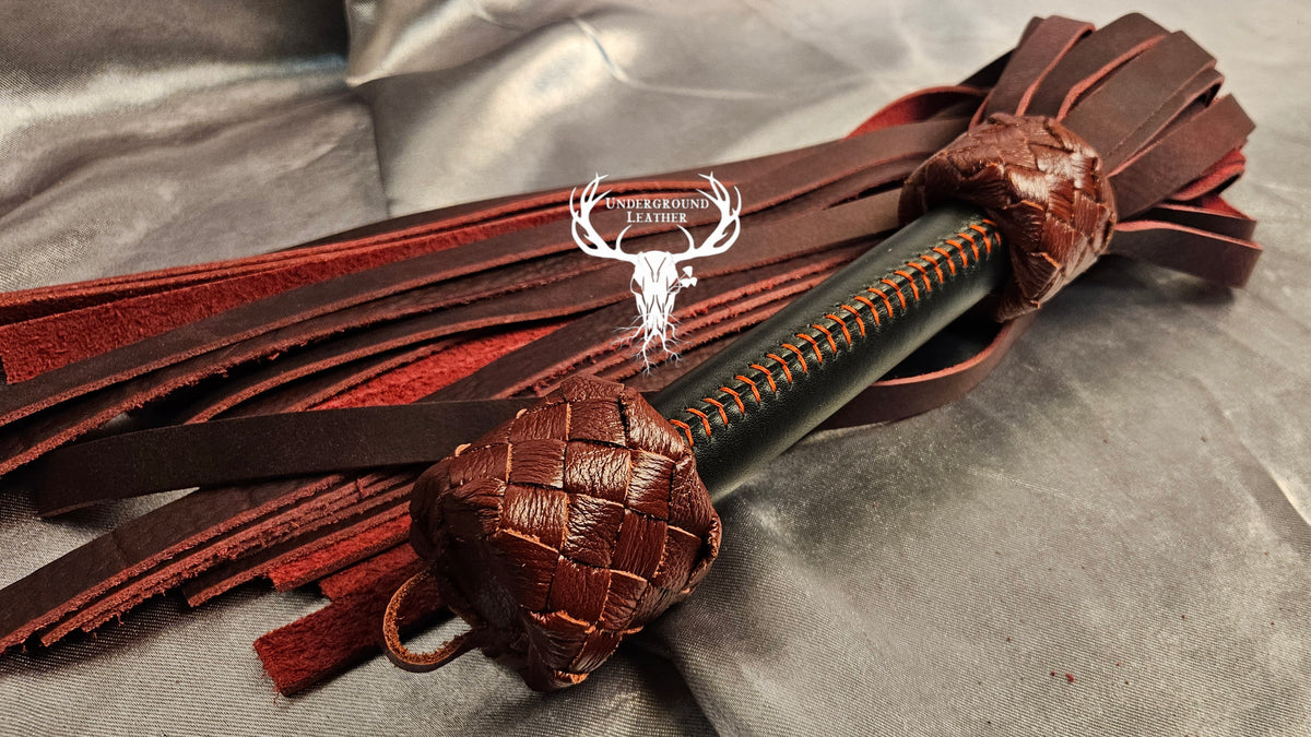 Red and Black Oil Tanned flogger