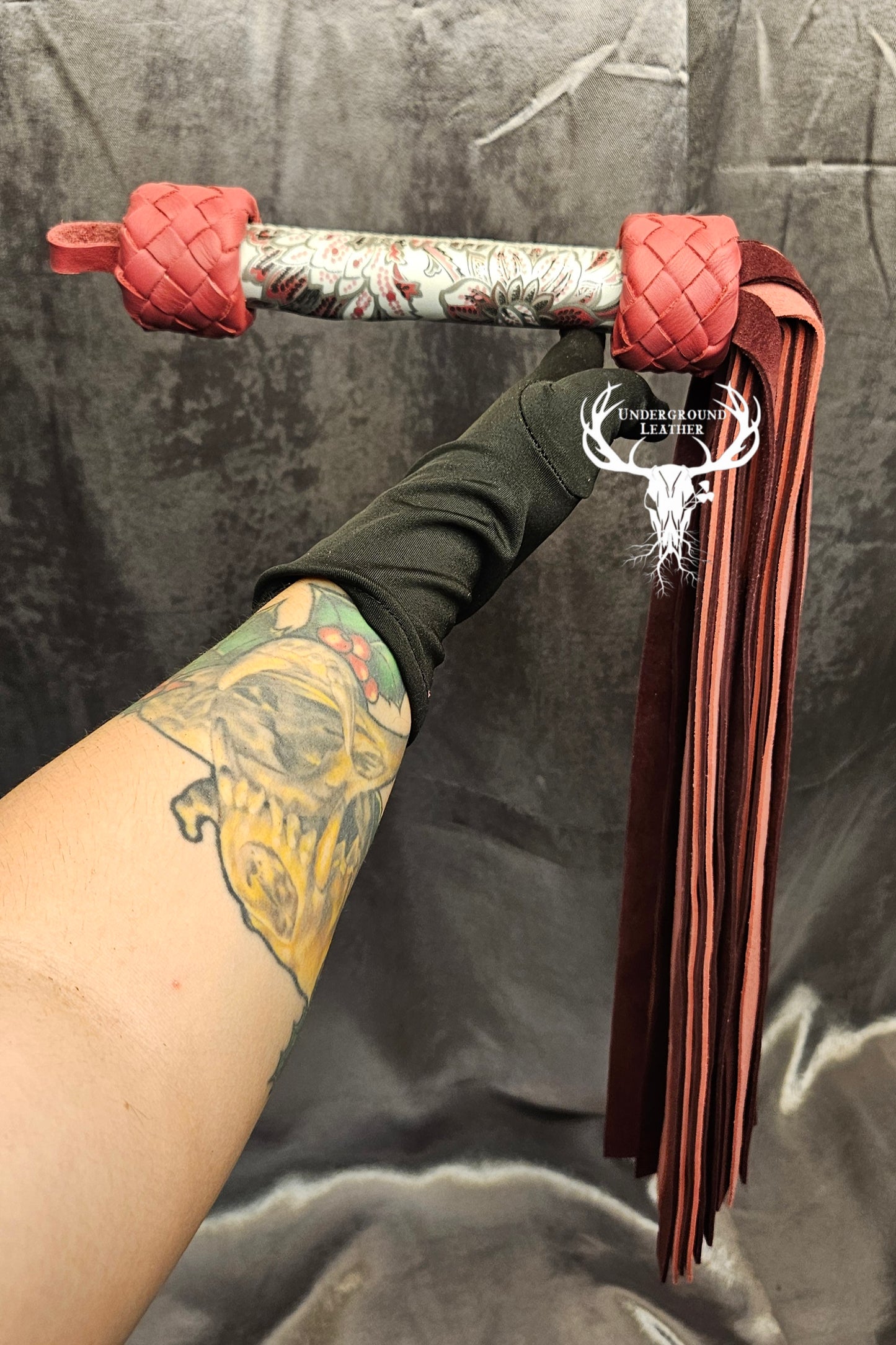 Pink Ornamental floral Suede Flogger
