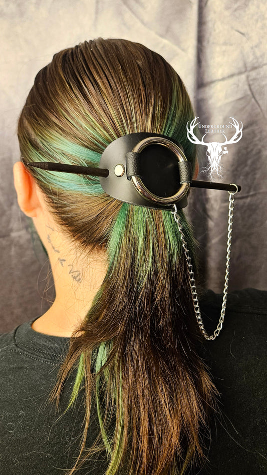 sub/slave Leather Barrette