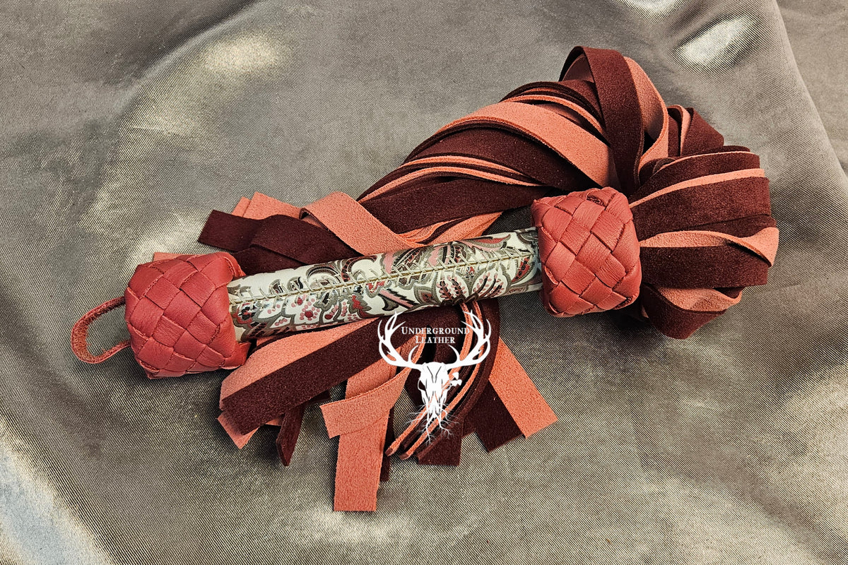 Pink Ornamental floral Suede Flogger