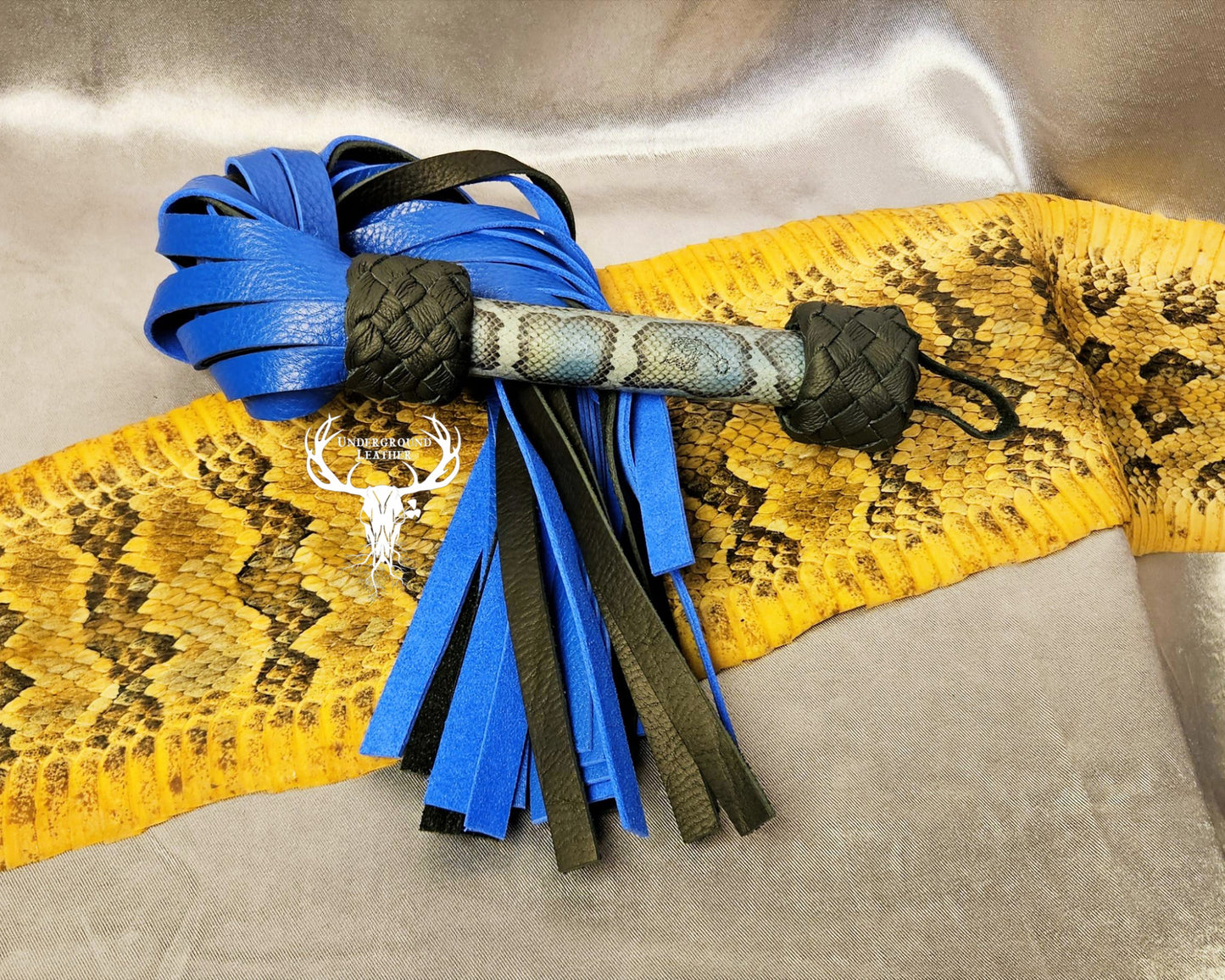 Blue on black Whipsnake flogger