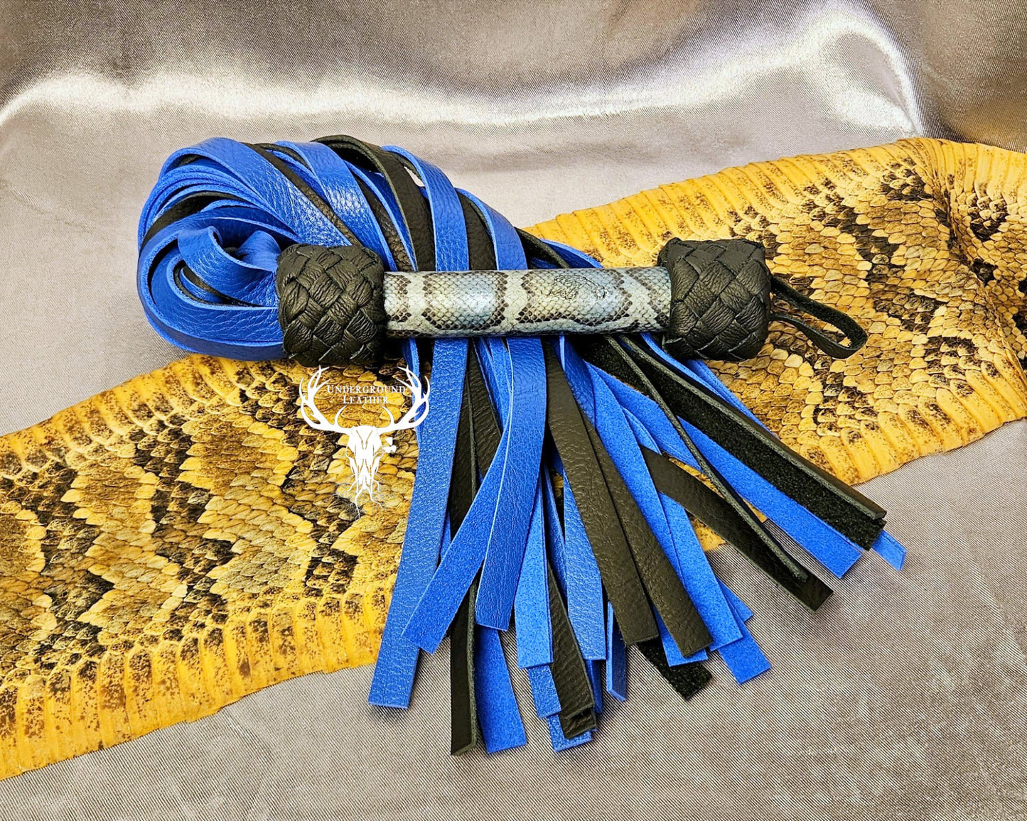 Blue on black Whipsnake flogger