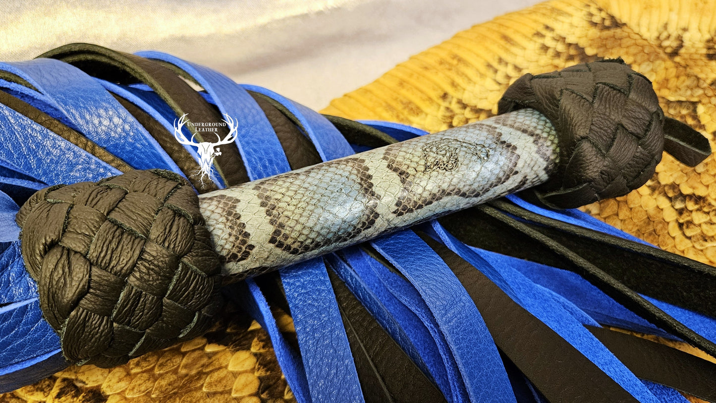 Blue on black Whipsnake flogger