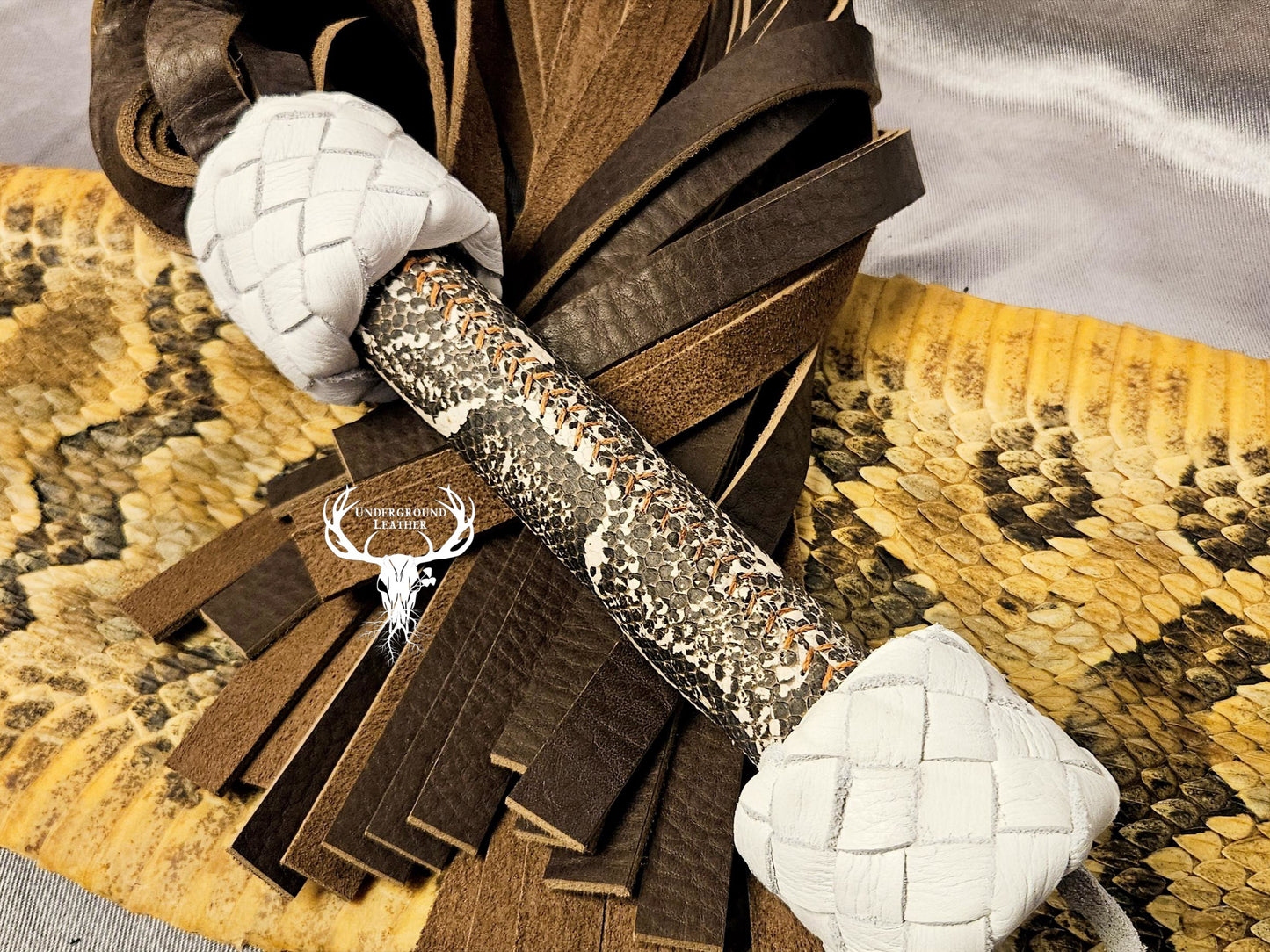 Brown and White Spotted Python Flogger