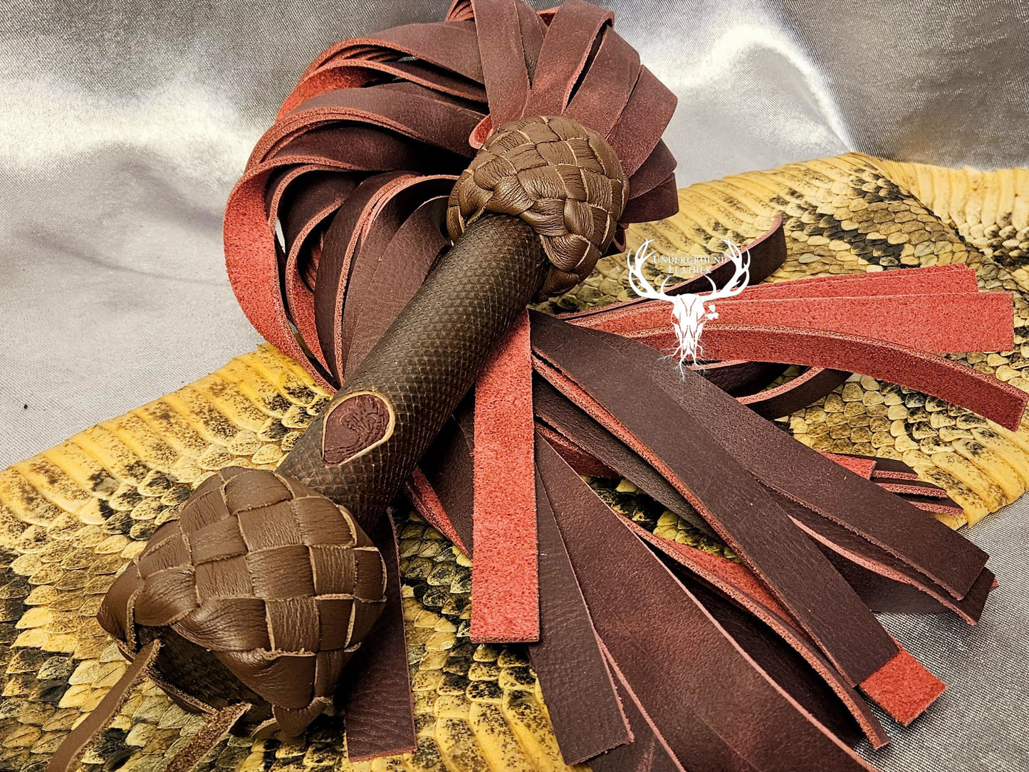 Maroon and Brown Python Flogger
