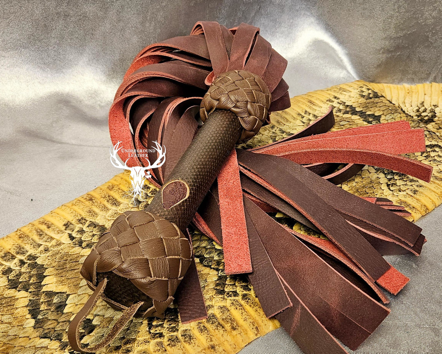 Maroon and Brown Python Flogger