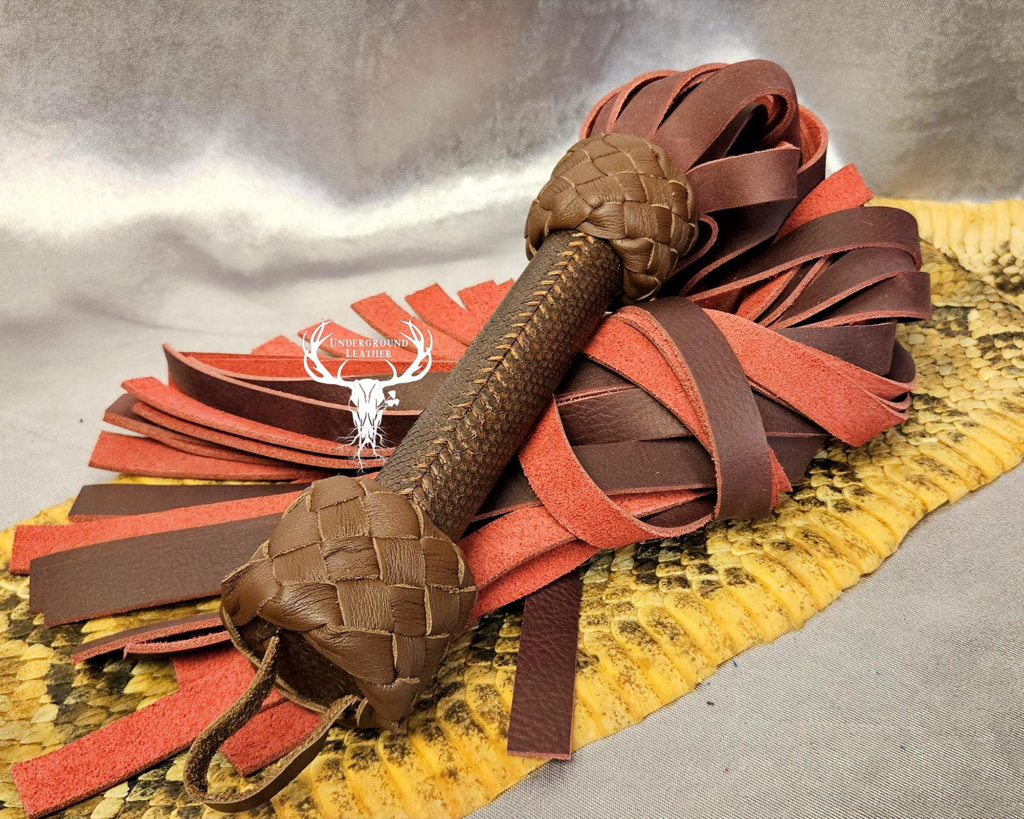 Maroon and Brown Python Flogger