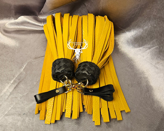 Black and Yellow Bull hide Finger floggers (set)