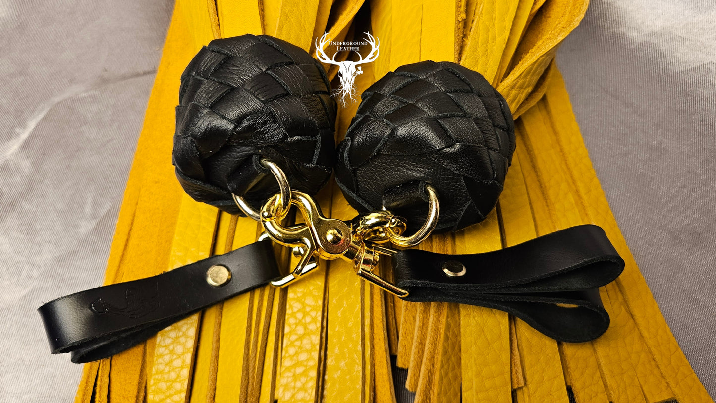 Black and Yellow Bull hide Finger floggers (set)