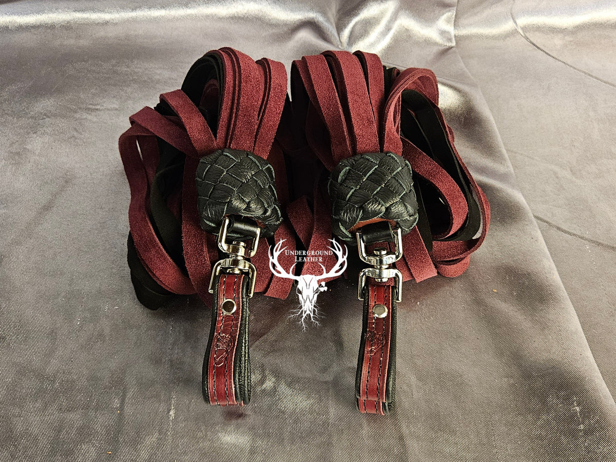 Maroon and Black Garment&Chap Suede Finger floggers (Set)