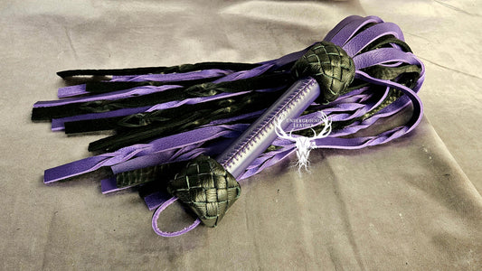 Purple and black Bullhide flogger