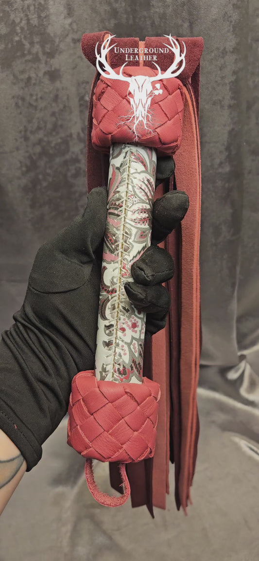 Pink Ornamental floral Suede Flogger