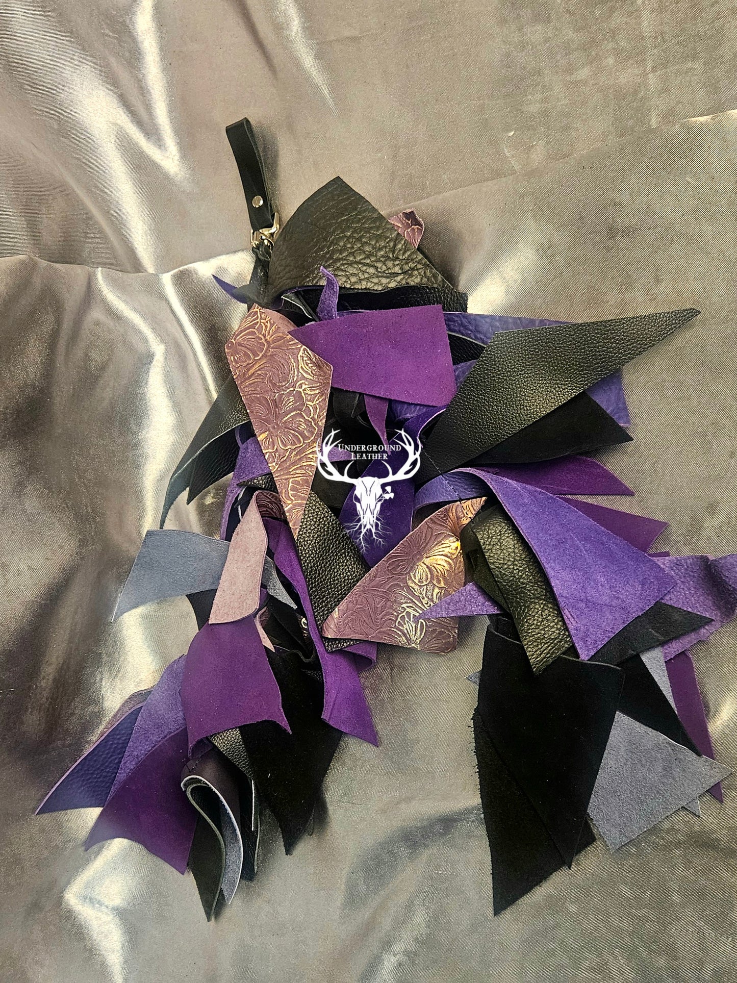 Purple and Black Scrap Boa Flogger