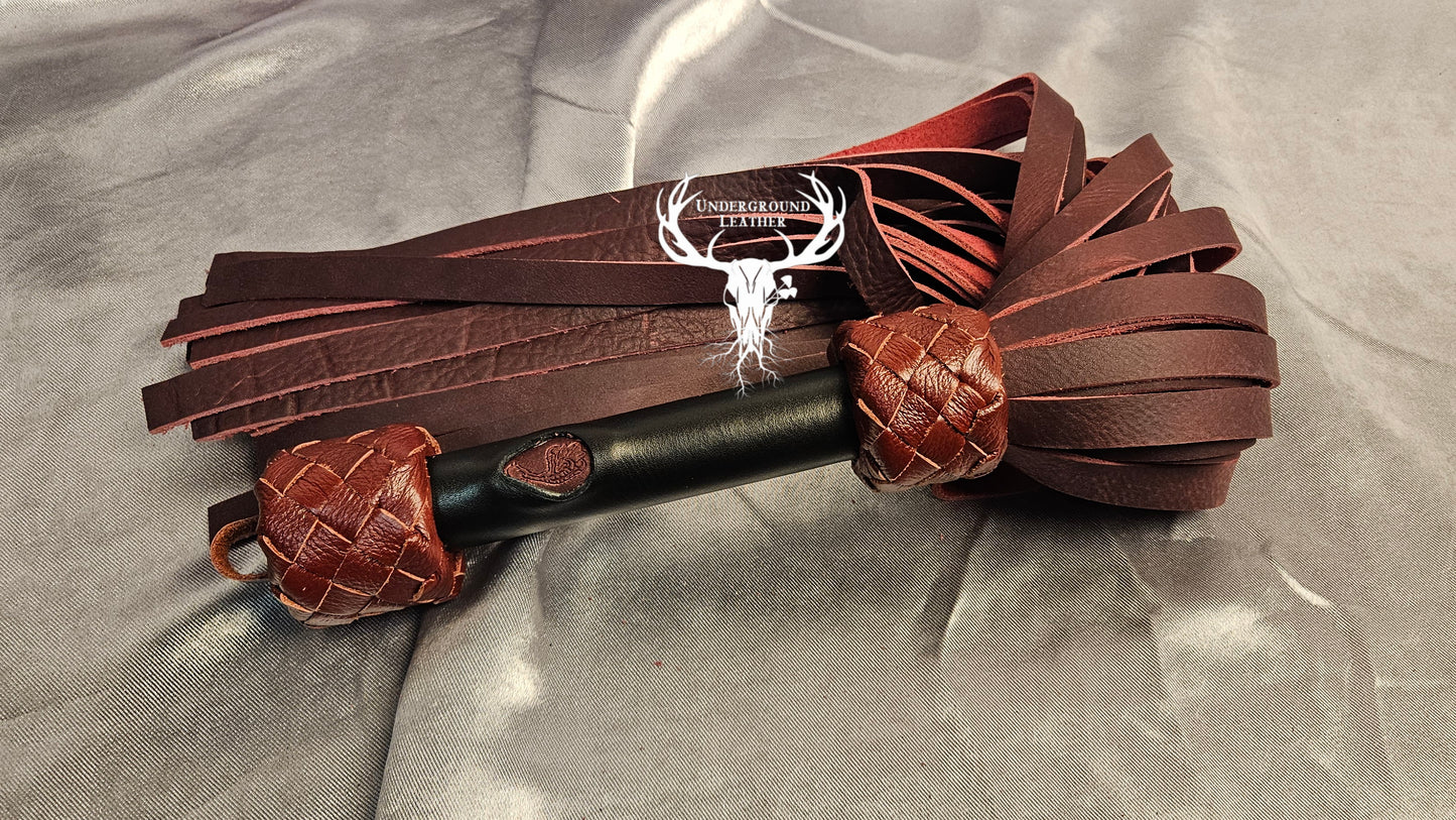 Red and Black Oil Tanned flogger