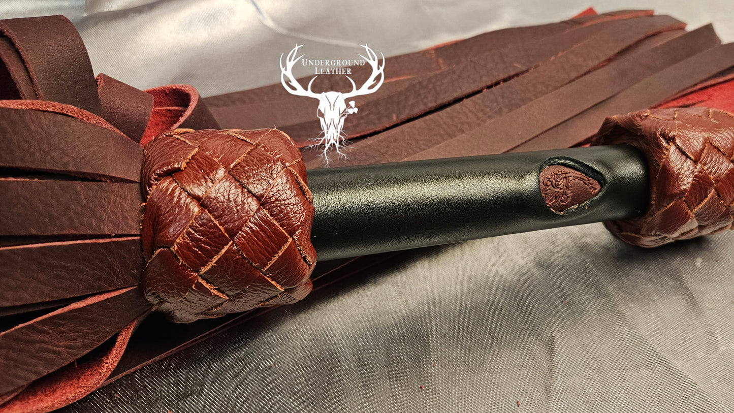 Red and Black Oil Tanned flogger
