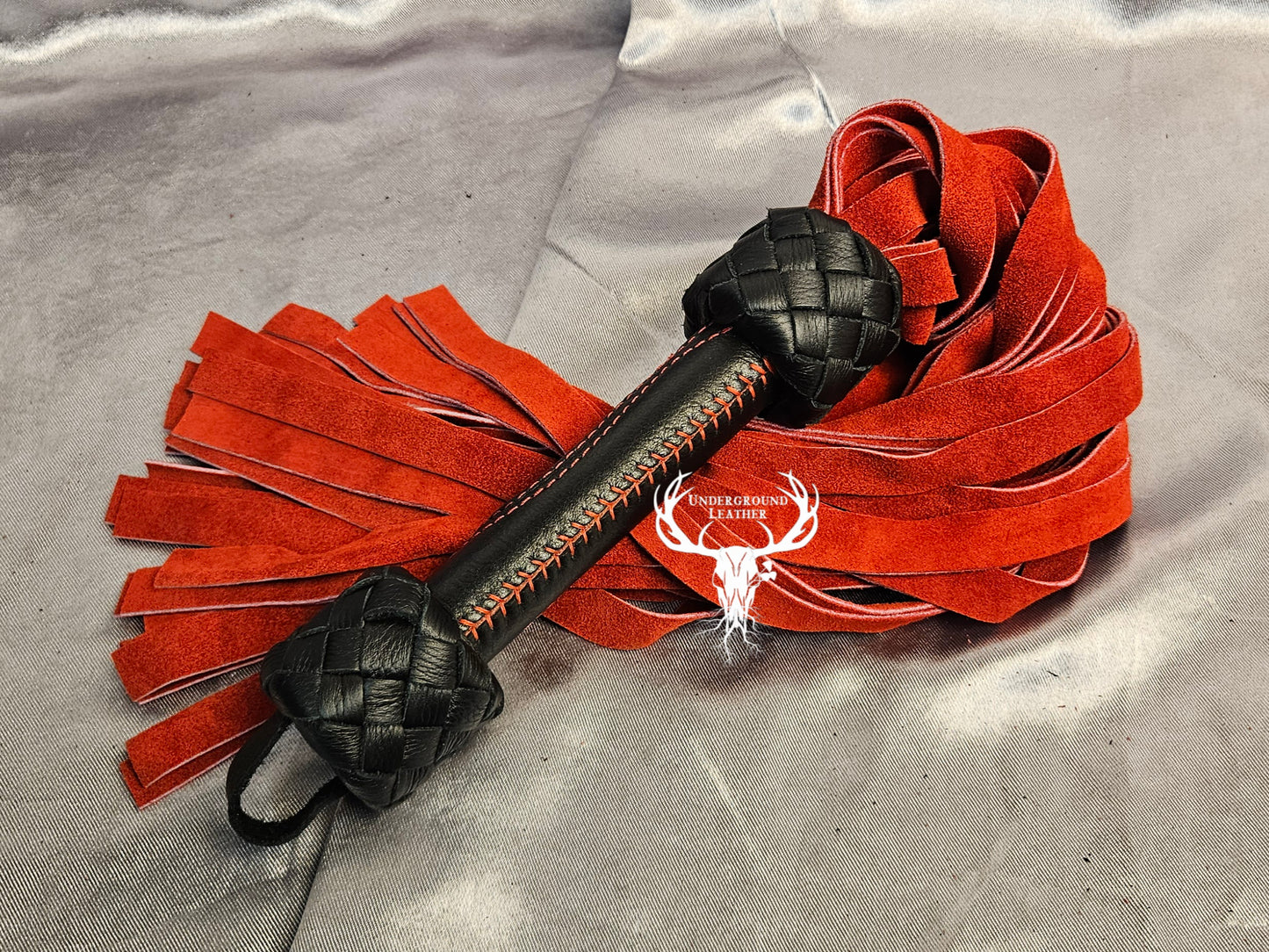 Red and Black Suede Flogger with Stingray Handle