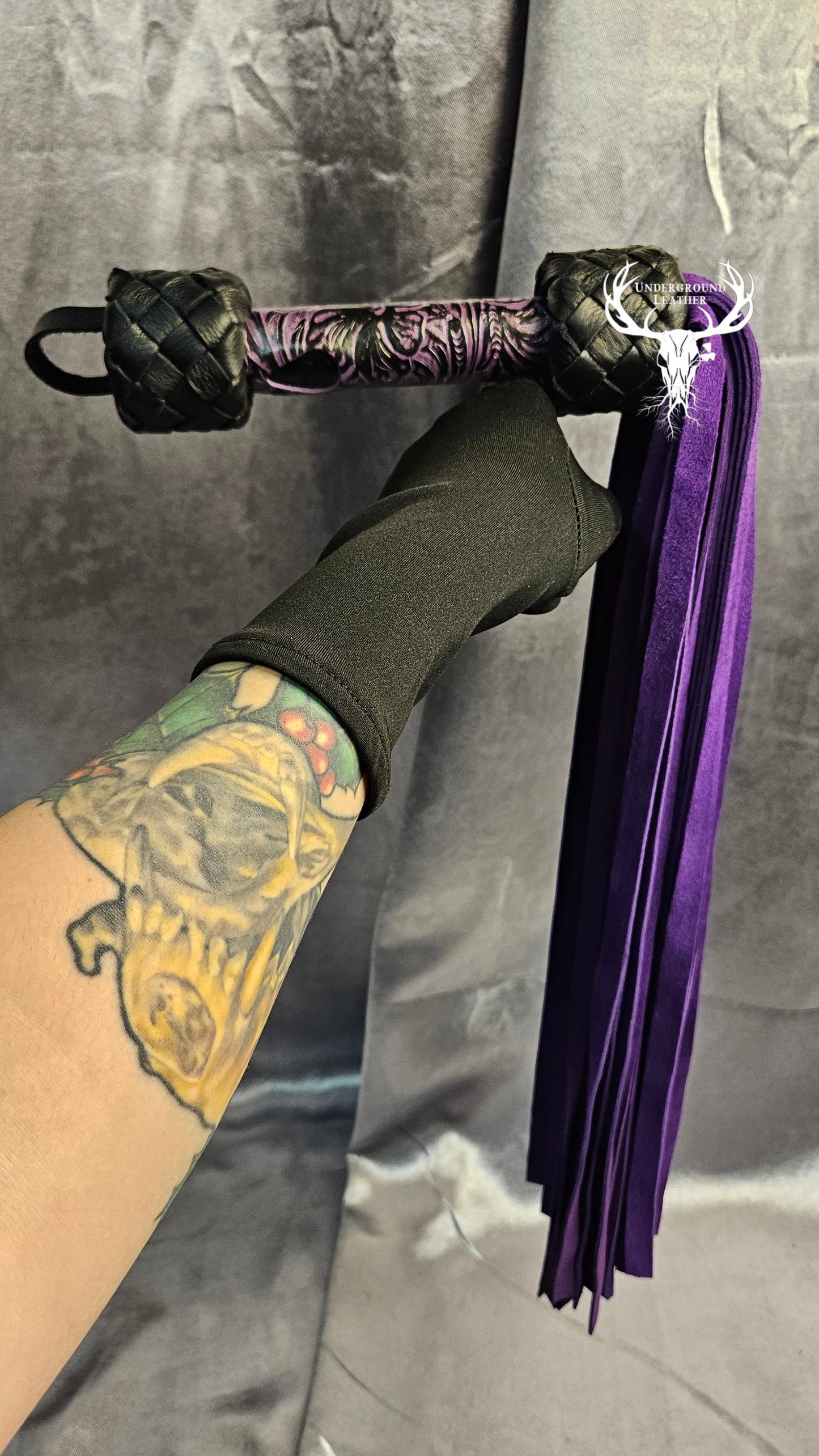 Purple filagree suede flogger