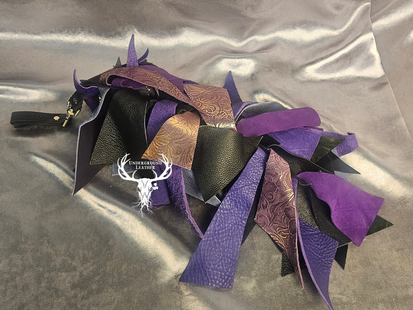 Purple and Black Scrap Boa Flogger