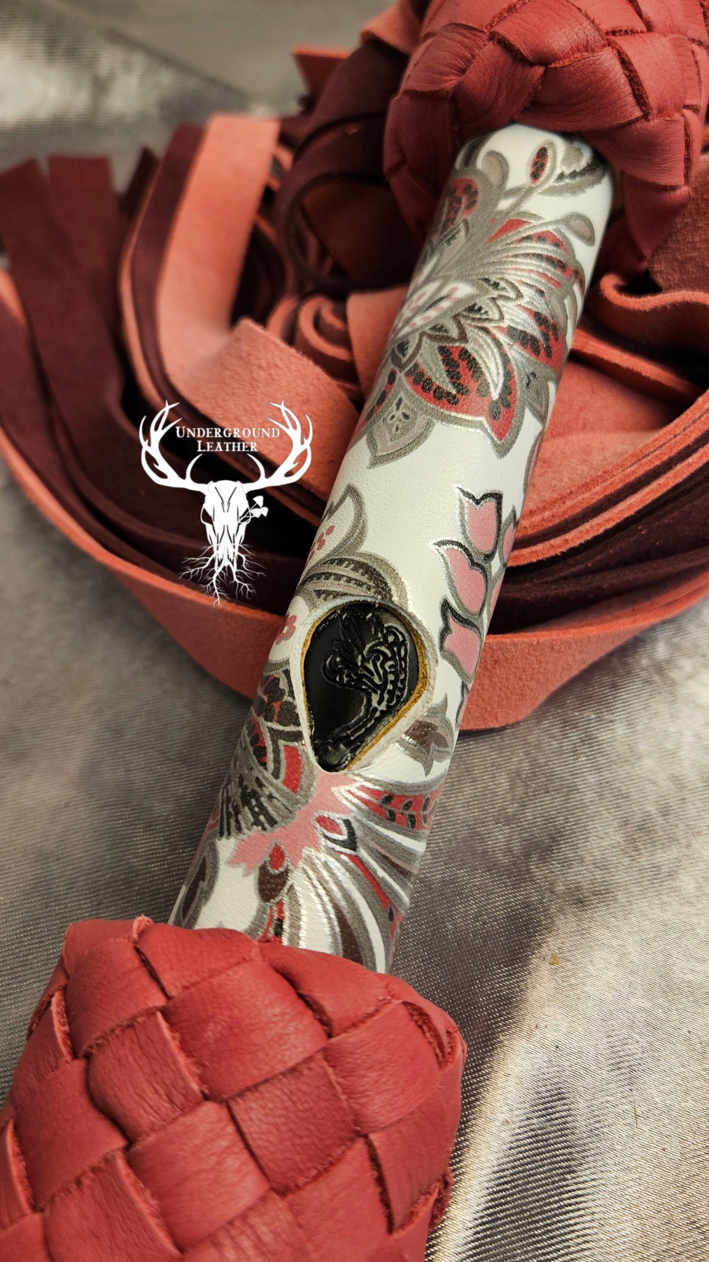 Pink Ornamental floral Suede Flogger