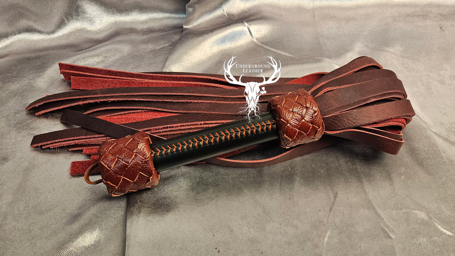 Red and Black Oil Tanned flogger