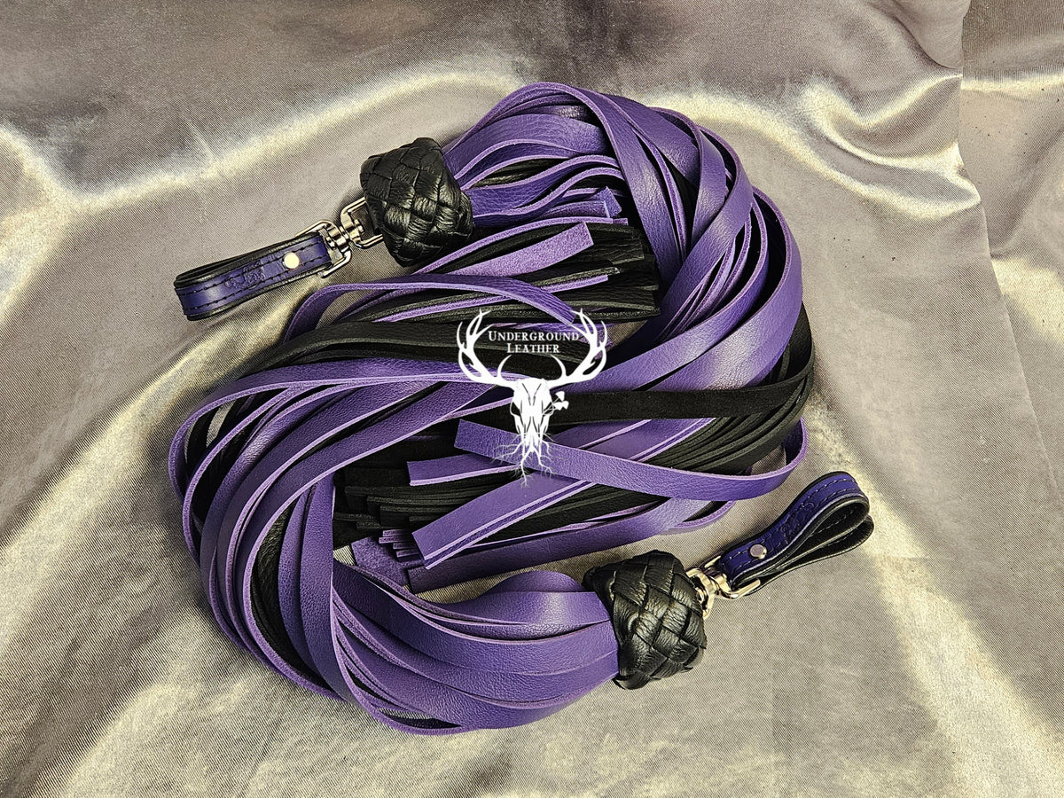 Purple and Black Bull hide Finger floggers (Set)