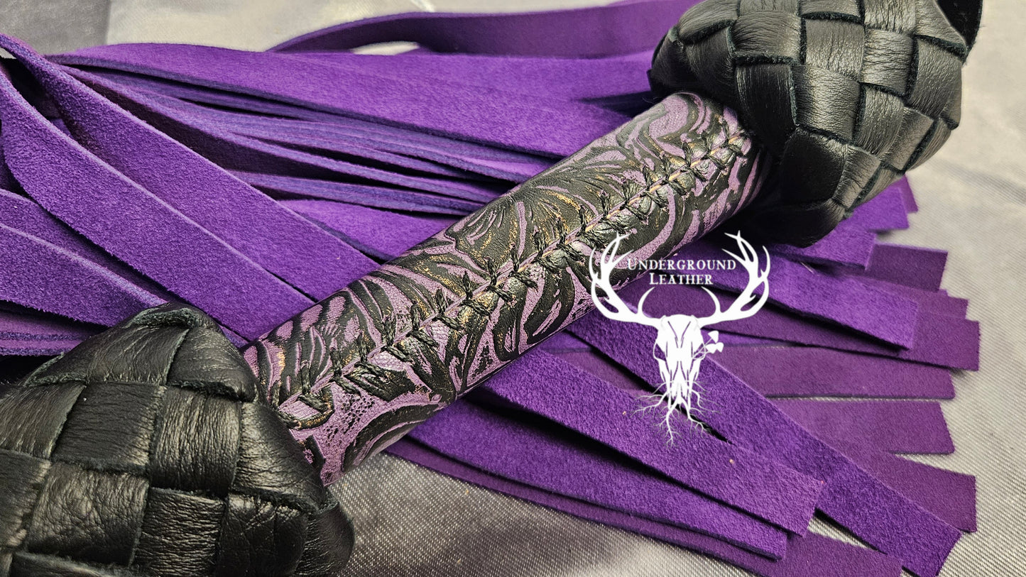 Purple filagree suede flogger
