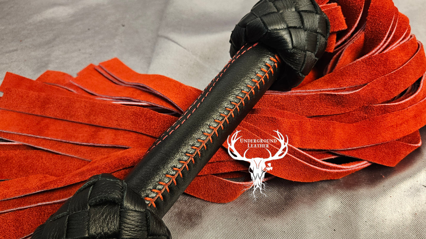 Red and Black Suede Flogger with Stingray Handle