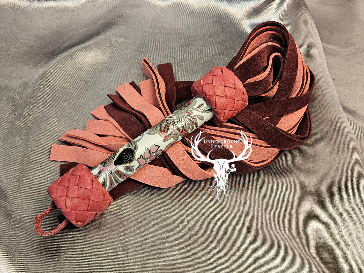 Pink Ornamental floral Suede Flogger