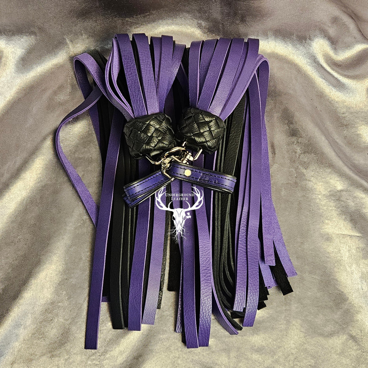 Purple and Black Bull hide Finger floggers (Set)
