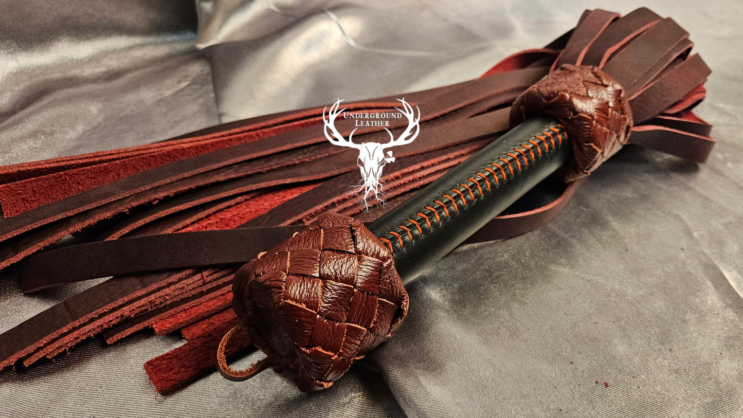 Red and Black Oil Tanned flogger