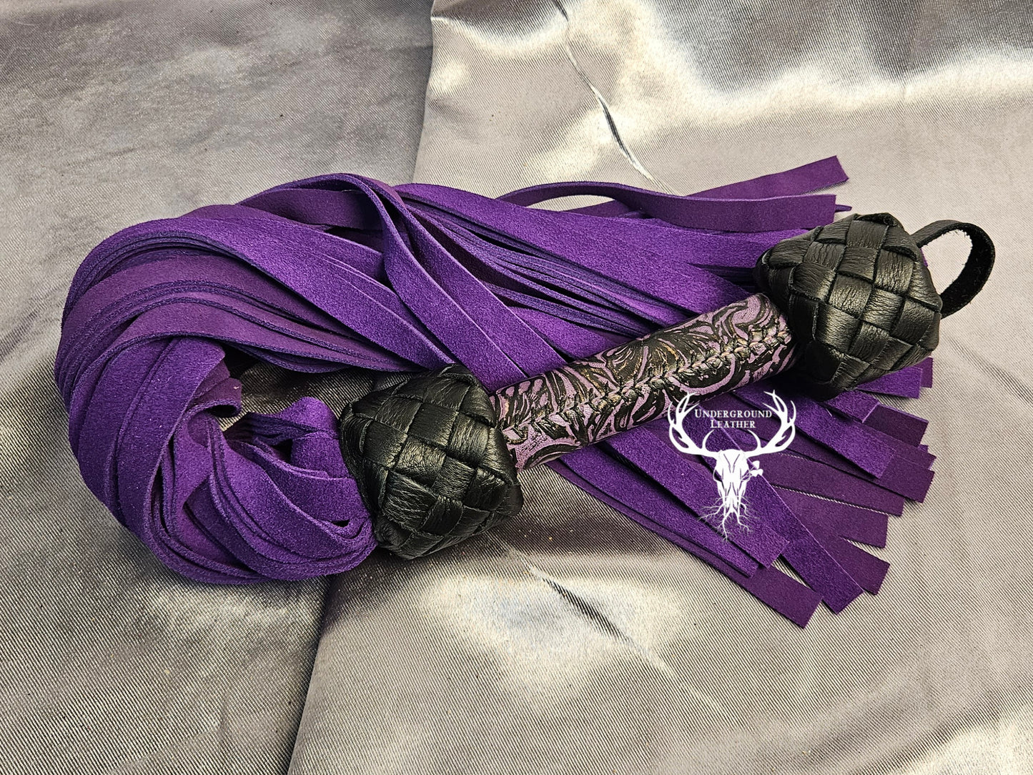 Purple filagree suede flogger