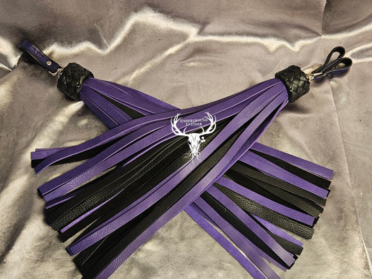 Purple and Black Bull hide Finger floggers (Set)
