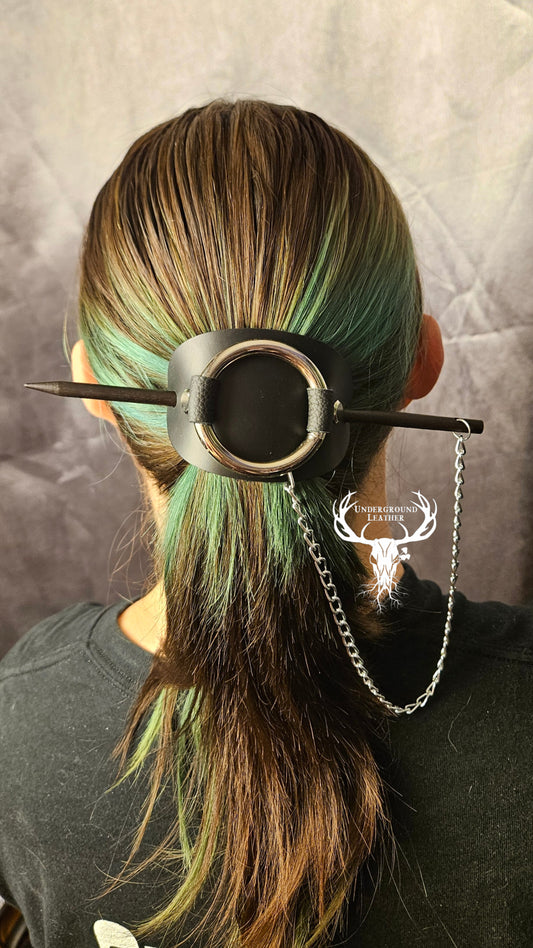 sub/slave Leather Barrette