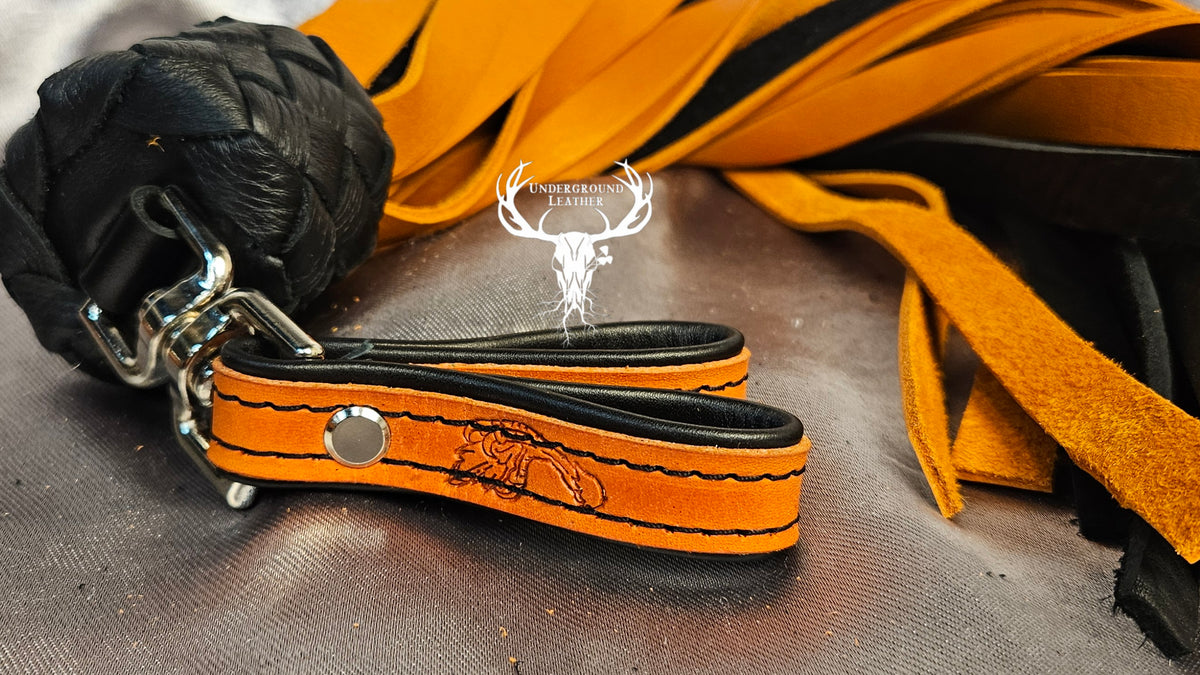Orange and Black Bull hide Finger floggers (Set)