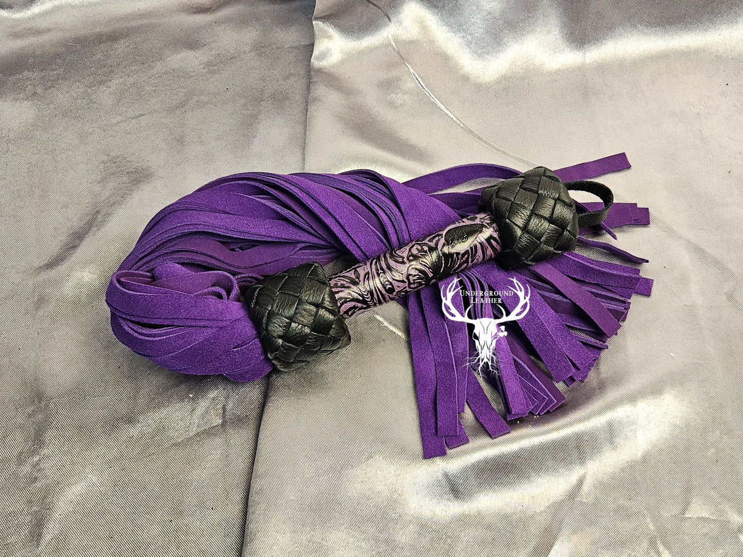 Purple filagree suede flogger